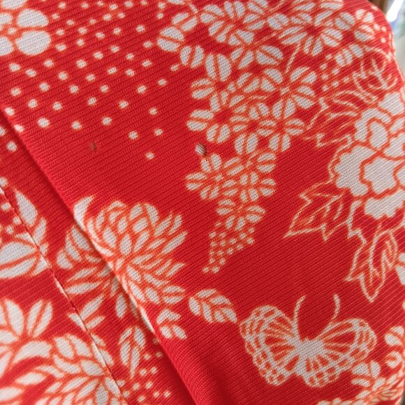 Medium True Vintage Boho Top Red White Floral Blouse 1970's Hovland Swanson USA - Picture 6 of 7